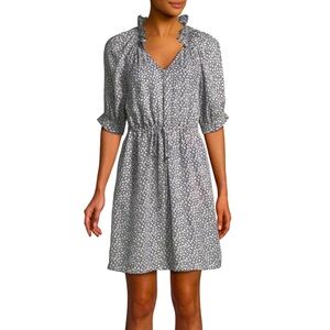 Rebecca Taylor Lauren Floral 3/4 Sleeve Silk Mini Dress Size 0 Blue Floral